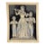 1940s Original Signed Graphite Illustration of Music Recital, 10.5 X 8.5 In. For Sale