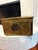 Vintage Embossed Brass Clad Wood Hearth Storage Chest European Family Scene For Sale - Image 12 of 12