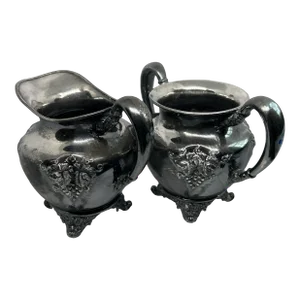 Antique Forbes Silver Company Quadruple 216 Coffee Creamer & Sugar Set- 2 Pieces