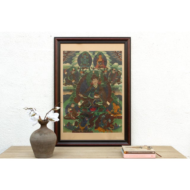 Mystical Painted Tibetan Thangka, Framed For Sale In Los Angeles - Image 6 of 6