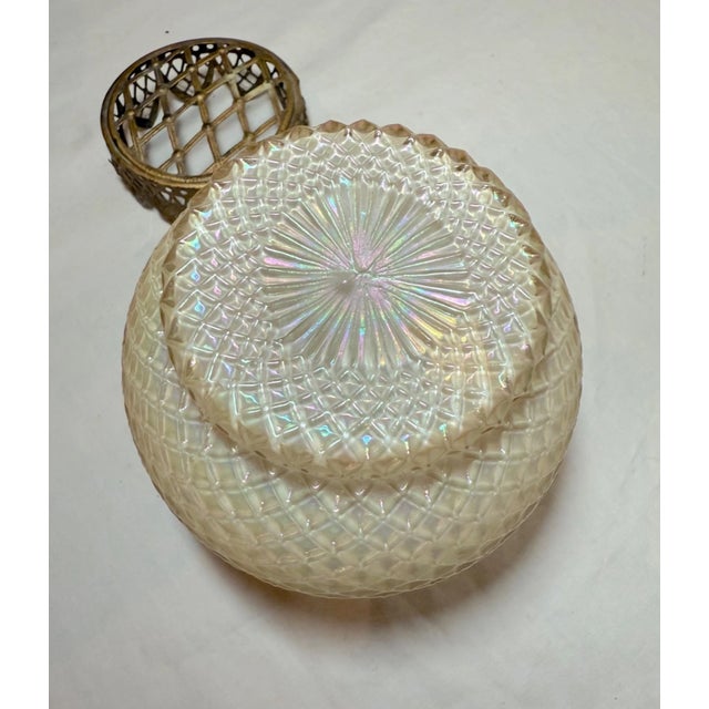 Glass Antique Hand Blown Bohemian Loetz Bronze Mounted White Glass Potpourri Jar Vase For Sale - Image 7 of 10