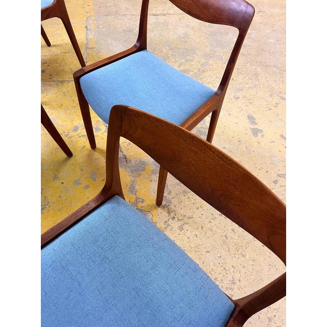 Light Blue Upholstered Teak Chairs by Vilhelm Wohlert for Poul JeppesensMöbelfabrik, 1956, Set of 4 For Sale - Image 10 of 11