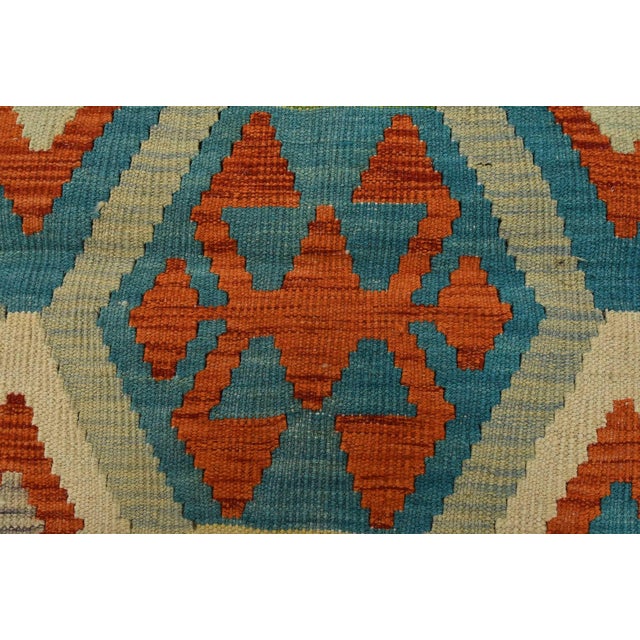 Textile Kilim Rug 4’2” X 5’6” Multicolor Wool Tribal Handwoven Oriental Carpet For Sale - Image 7 of 12