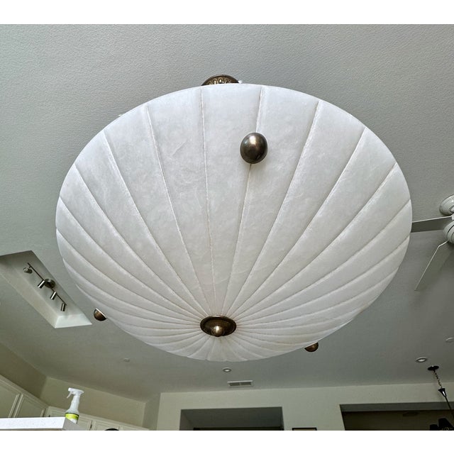 1970s Directoire Style French Alabaster Pendant Chandelier For Sale - Image 10 of 18