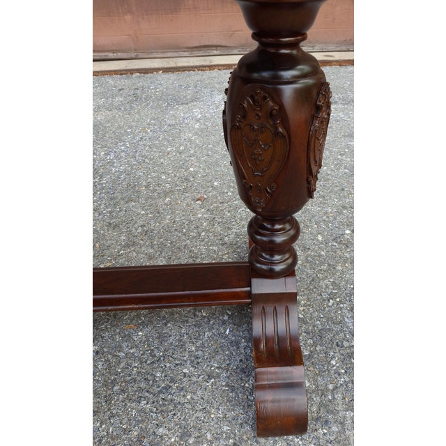 1920s Refinished St John Jacobean Style Walnut Library Console Table, Circa 1920s For Sale - Image 5 of 10