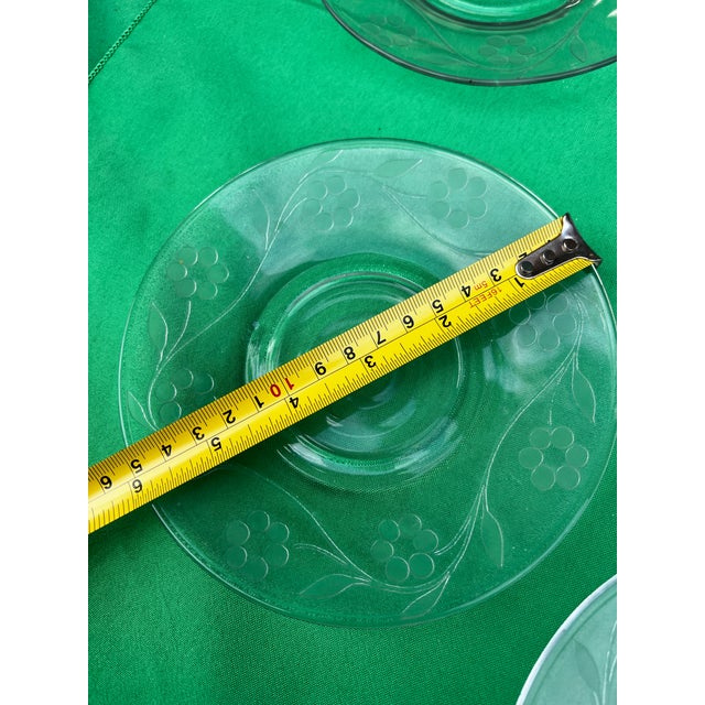 Mid-Century Modern 1970s Collection of Small Etched Floral Glass Plates- Set of 10 For Sale - Image 3 of 8