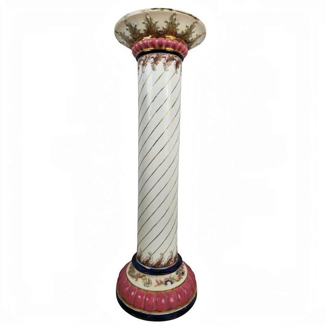 19th Century Viennese Porcelain Column with Floral Decoration, 1890s For Sale - Image 3 of 6