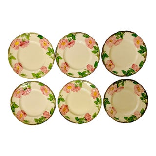 Mid-Century Americana Boho Chic Franciscan Desert Rose Salad Plates - Set of 6. For Sale