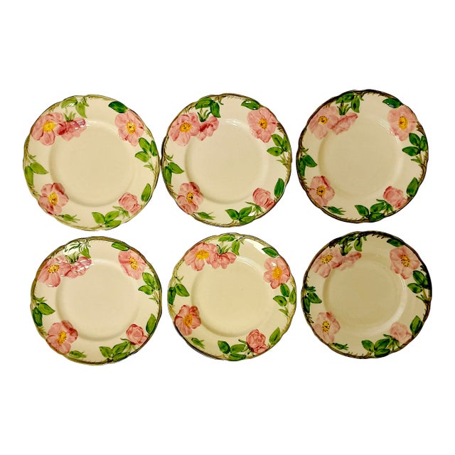 Mid-Century Americana Boho Chic Franciscan Desert Rose Salad Plates - Set of 6 For Sale