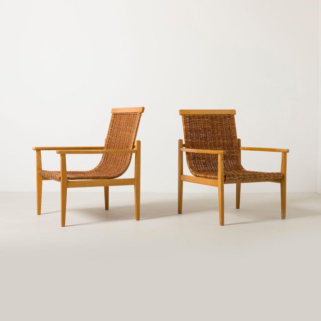 Mid-Century Modern Wicker Lounge Chairs from Uluv, Former Czechoslovakia, 1960s, Set of 2 For Sale - Image 3 of 10
