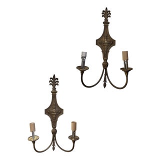 Pair of American Brass Sconces For Sale