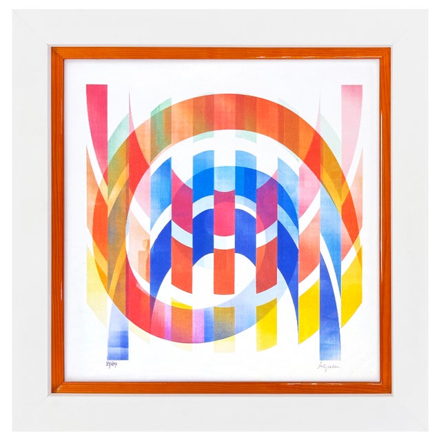Agamograph (3D lenticular). Hand signed lower right by Yaacov Agam. Hand numbered 84/99 lower left. Artwork size 14.25 x...
