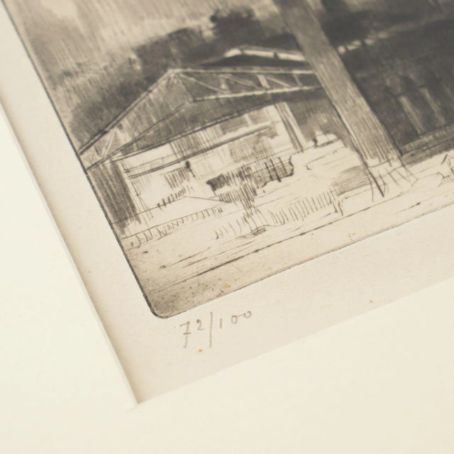 French Etching of an Industrial Landscape by Auguste Brouet, 1925 For Sale - Image 3 of 8