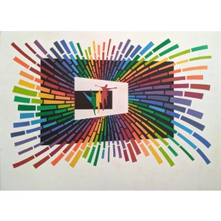 Contemporary Geometric Abstract Figurative Lithograph by Leonard Janklow For Sale