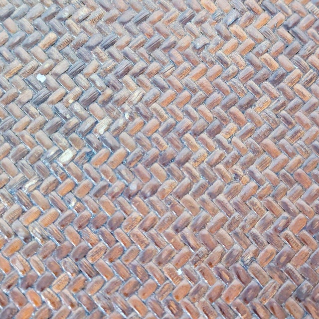 Ming Style Coffee Table With Herringbone Pattern Rattan Insert For Sale In San Francisco - Image 6 of 6