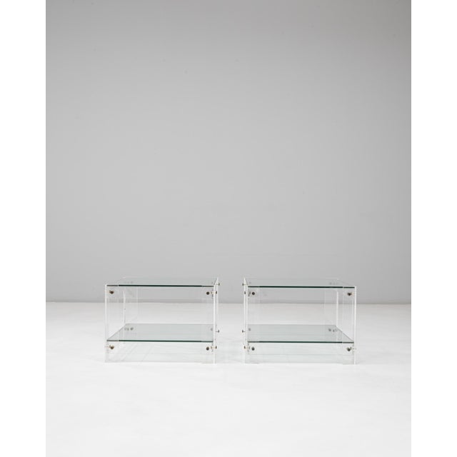 Mid 20th Century 20th Century French Acrylic and Glass "Button Line" Side Tables - A Pair For Sale - Image 5 of 18