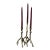 Set of Three Mid-Century Modern Branch-Form Silvered Metal Candlesticks With Burgundy Tapers For Sale