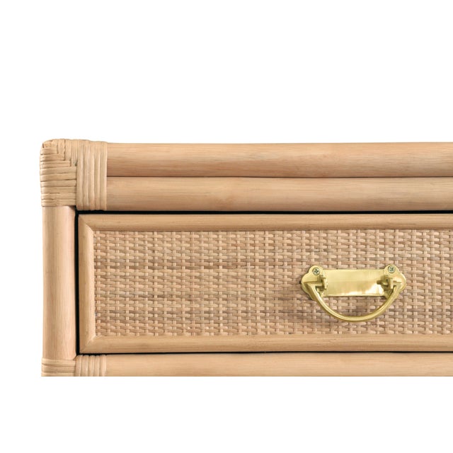 Not Yet Made - Made To Order Matthew Izzo Home - Gideon Natural Rattan Tow Drawer Console Table With Decorative Back For Sale - Image 5 of 8