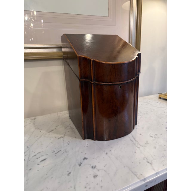 Circa 1790 English George III Inlaid Mahogany Serpentine Knife Box For Sale - Image 9 of 11