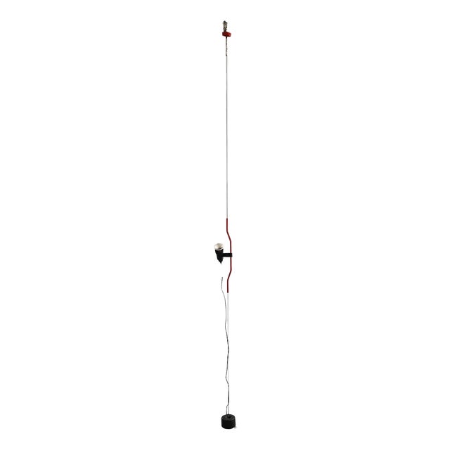 Italian Red Floor-to-Ceiling Lamp Parentesi by Achille Castiglioni and Pio Manzù for Flos, 1970s For Sale