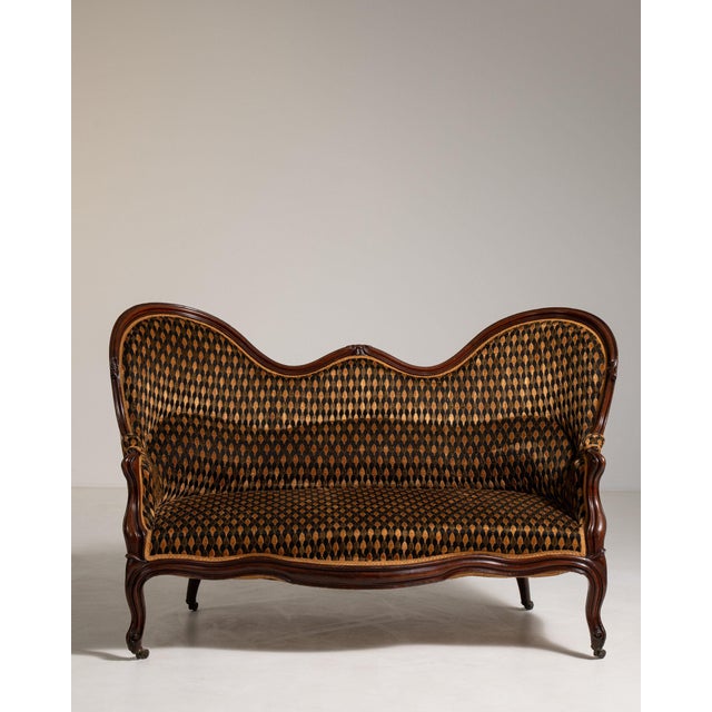 Wood Late 19th Century France Brown Wood Sofa For Sale - Image 7 of 11