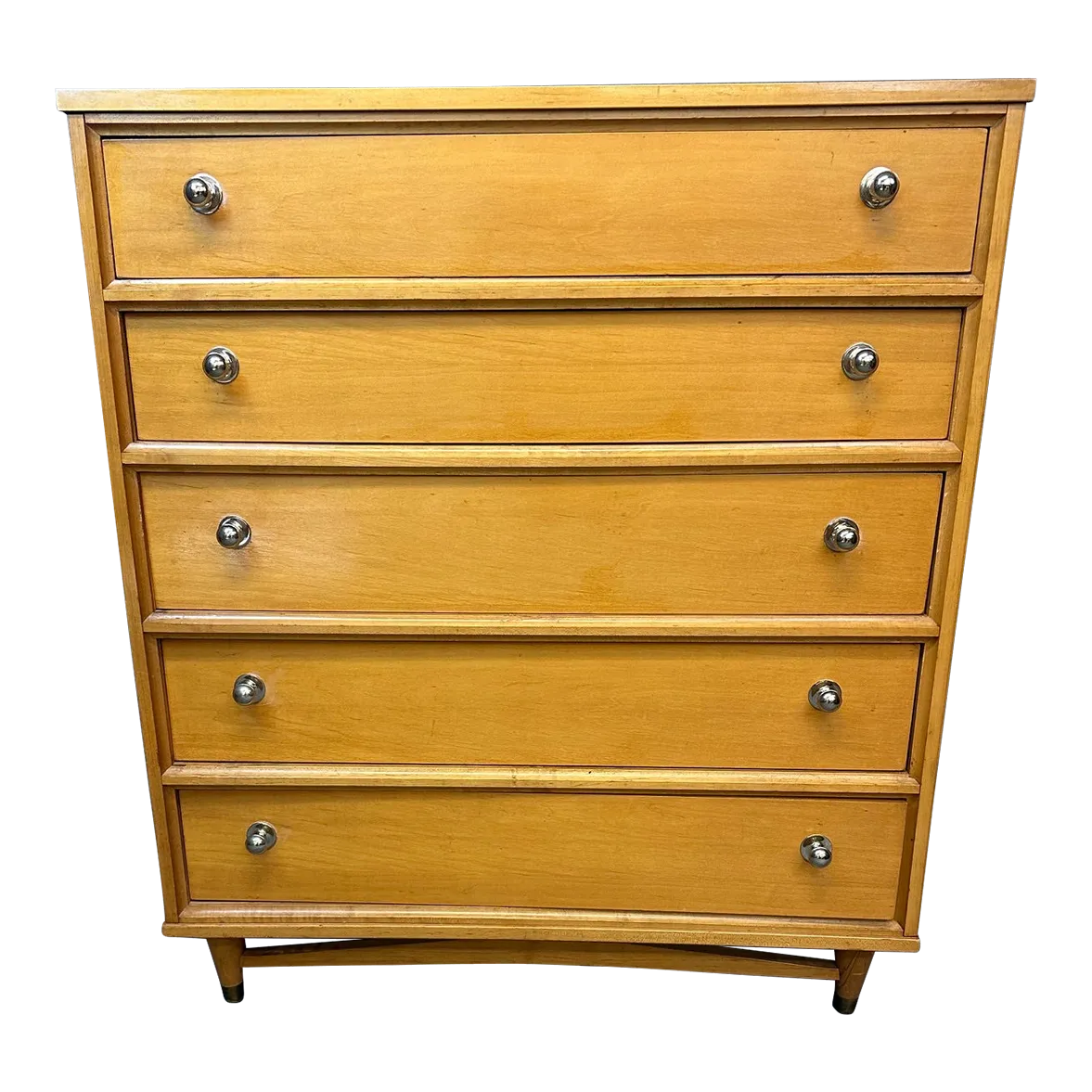 1960s Vintage Mid Century Modern Five Drawer Light Tone Chest of Drawers |  Chairish