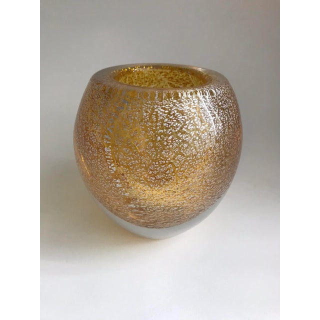 Contemporary Italian Gold Glass Stardust Vase For Sale - Image 3 of 8