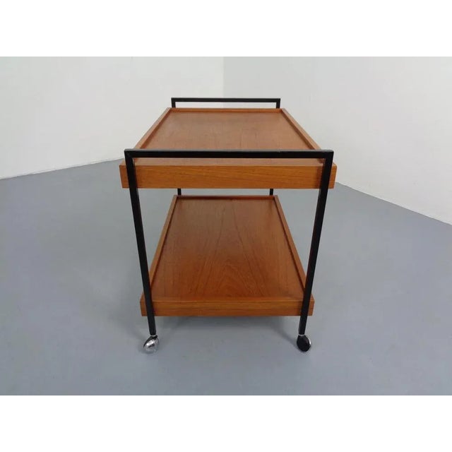 Minimalist Rollable Teak Serving Cart, 1960s For Sale - Image 4 of 11