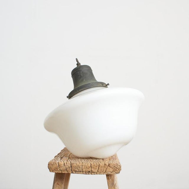 1920s Large Antique Church Opaline Glass Pendant Lights, 1920s, Set of 2 For Sale - Image 5 of 9