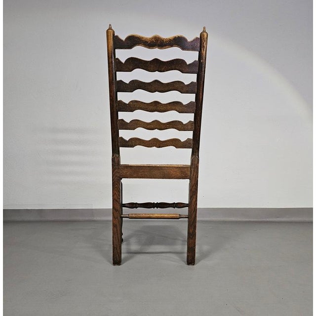 Rustic Oak Farmhouse Ladderback Dining Chairs with Rush Seats, 1960s, Set of 4 For Sale - Image 14 of 18