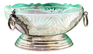 Cut Glass Candy Box with Silver Stand