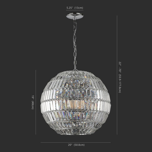 Modern Demarco Small Crystal Globe Chandelier in Chrome For Sale - Image 3 of 3