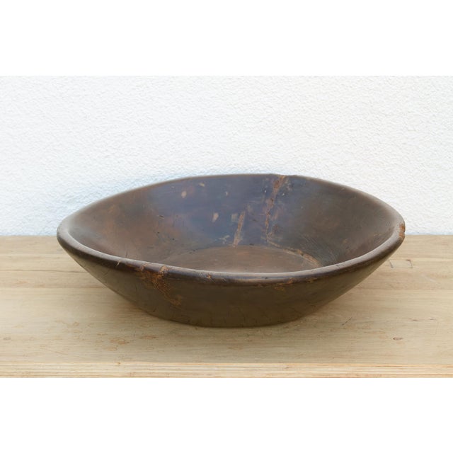 19th Century Large Patinated Brown French Dough Bowl For Sale - Image 5 of 8