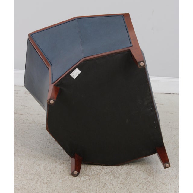 Stickley Cherry Blue Leather Club Chair For Sale - Image 14 of 16