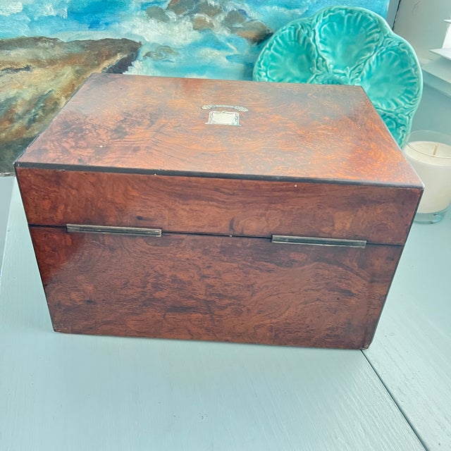 Antique Victorian Burr Walnut Vanity Dressing Case For Sale - Image 17 of 18