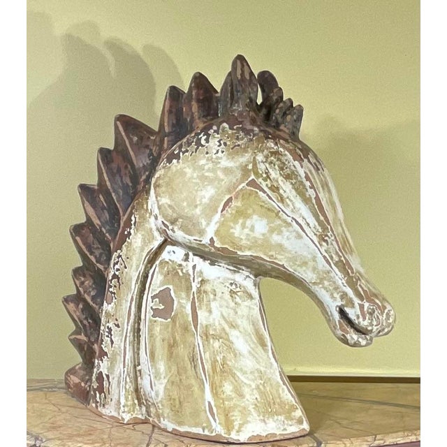 Rustic Mid -20th Century Terracotta Horse Head 19” W X 19”w X 8”d For Sale - Image 3 of 18