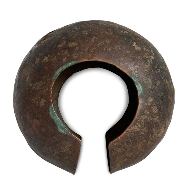 Metal Antique African Mbole Copper Anklet Currency on Stand For Sale - Image 7 of 8