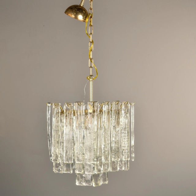 Mid-Century Modern Mid Century Three Tiered Murano Glass Pendant Fixture For Sale - Image 3 of 12