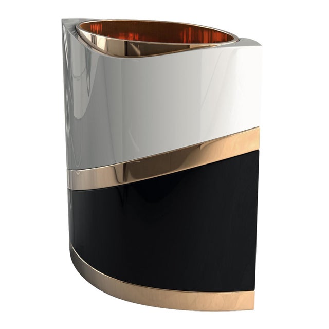 "Arcadia" Ice Bucket With Bronze and Stainless Steel, Handmade For Sale In Los Angeles - Image 6 of 8