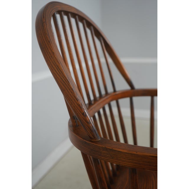 Brown Set of 4 English Windsor Style Swivel Bar Stools For Sale - Image 8 of 18