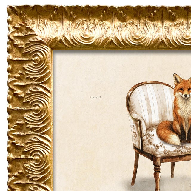 Various Artists Contemporary Reproduction Art Print of Vintage "Parlor Fox", Framed For Sale - Image 4 of 5