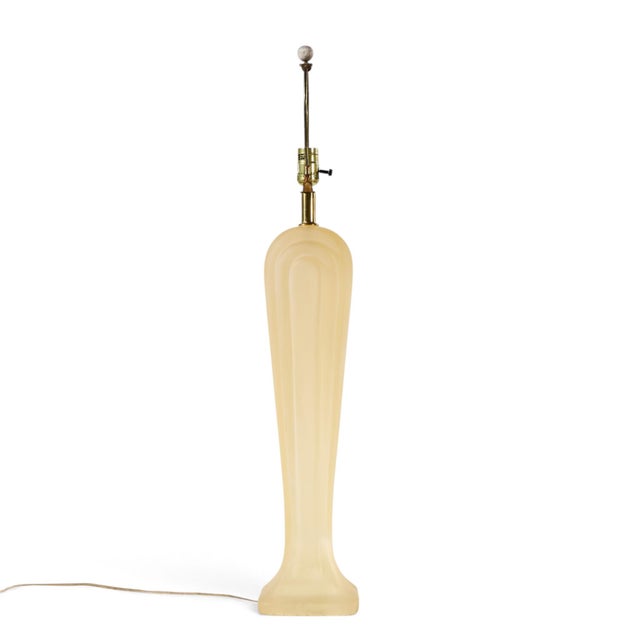 Plastic Mid 20th Century Paolo Gucci Mid Century Frosted Resin Table Lamps - Pair For Sale - Image 7 of 10
