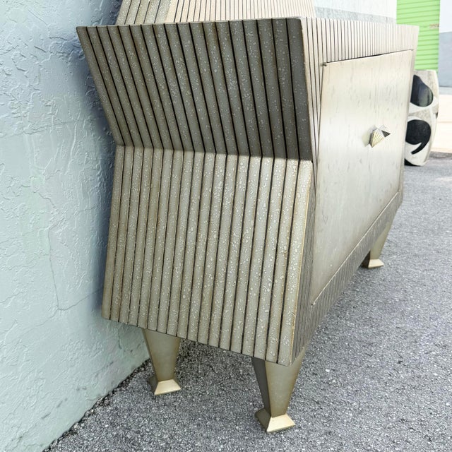 Vintage Memphis Style Sculpted Credenza With Mirror - 2 Pieces For Sale In West Palm - Image 6 of 12
