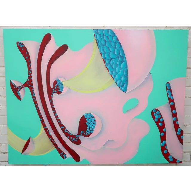 Large Postmodern Abstract Acrylic Painting Attributed to Sondra McLinn For Sale In Atlanta - Image 6 of 10