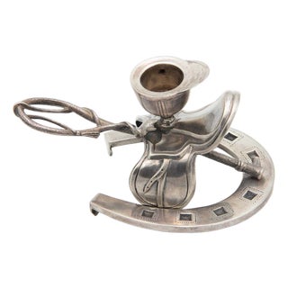 Silver Paddle with Horseshoe, Peg and Horse Saddle For Sale