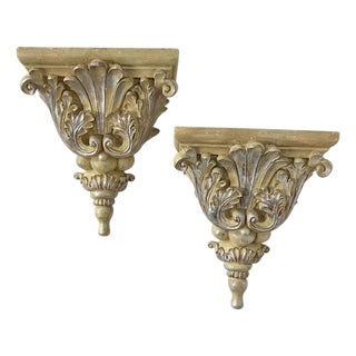 Vintage Acanthus Leaf Wall Bracket Display Shelf - A Pair For Sale