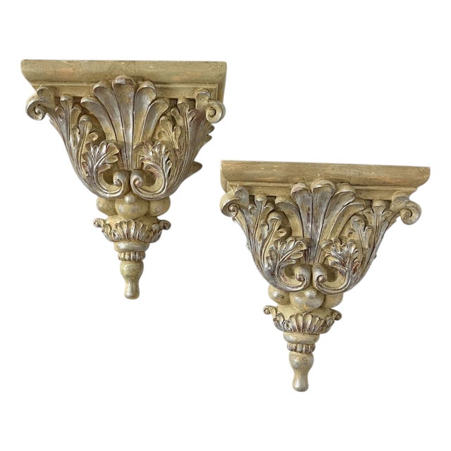 Vintage Acanthus Leaf Wall Bracket Display Shelf - A Pair For Sale