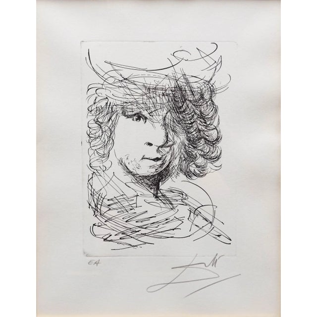 Mid-Century Modern Salvador Dali Signed Rembrandt Van Rijn Etching Immortals of Art Artist Edition For Sale - Image 3 of 5