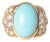 Vintage Italian 18k Gold 10 Carat Turquoise Oval and 2.32 Carats Diamond Ring, Size 6 For Sale
