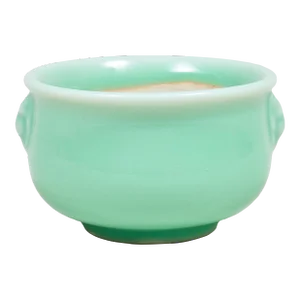 Chinese Monochrome Glaze Celadon Censer Bowl With Lion Mask Handles